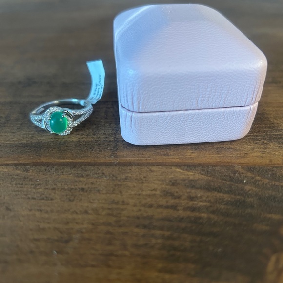 Sterling Silver Ring - Natural Green Onyx (1.4CT) - With Professional Appraisal - Picture 8 of 10